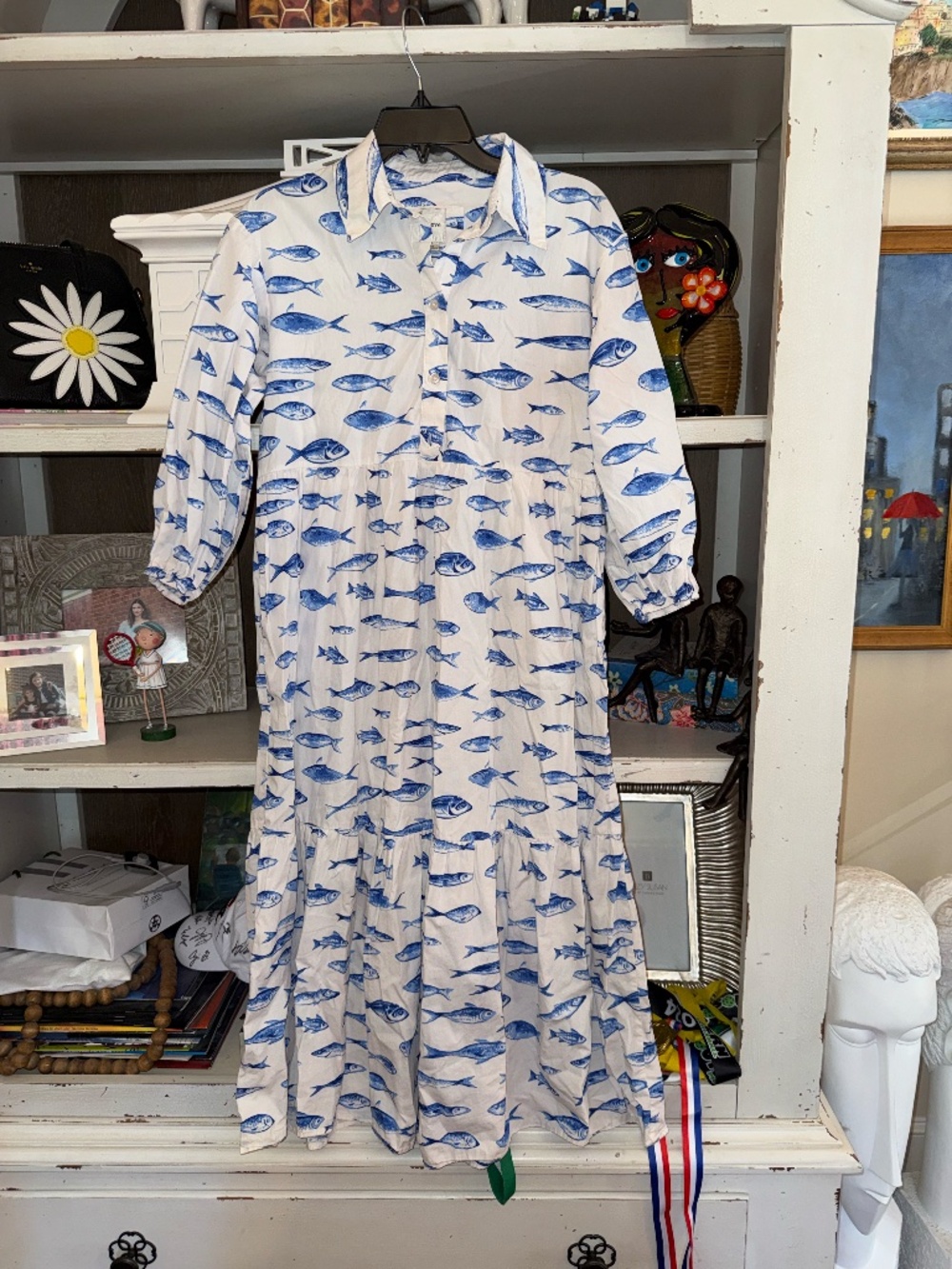 Maeve Anthropologie Xs fish dress ruffle Bettina shirt dress - Picture 3 of 6